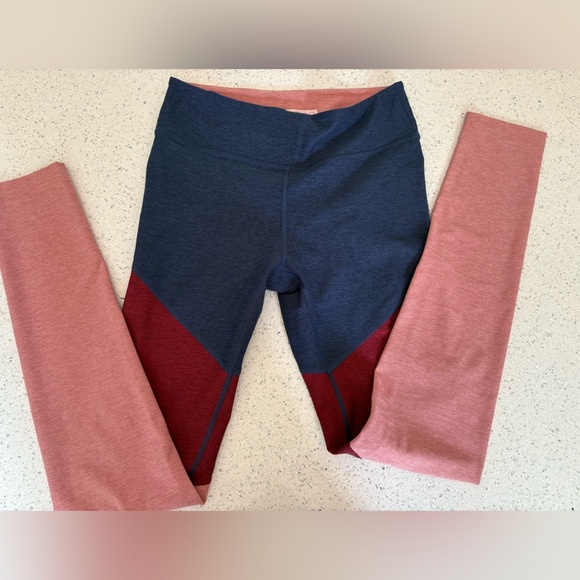 Outdoor Voices Warmup Leggings Colorblock Navy Wine Rose - S - Picture 2 of 7